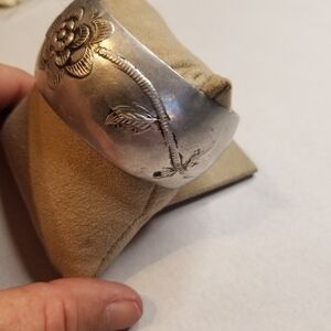 Aluminum  Floral Cuff Bracelet